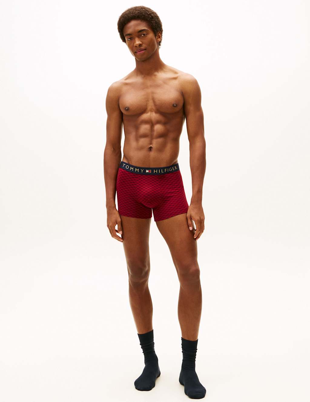 Tommy Hilfiger Cotton Rich Geometric Trunks & Socks Set Red Mix