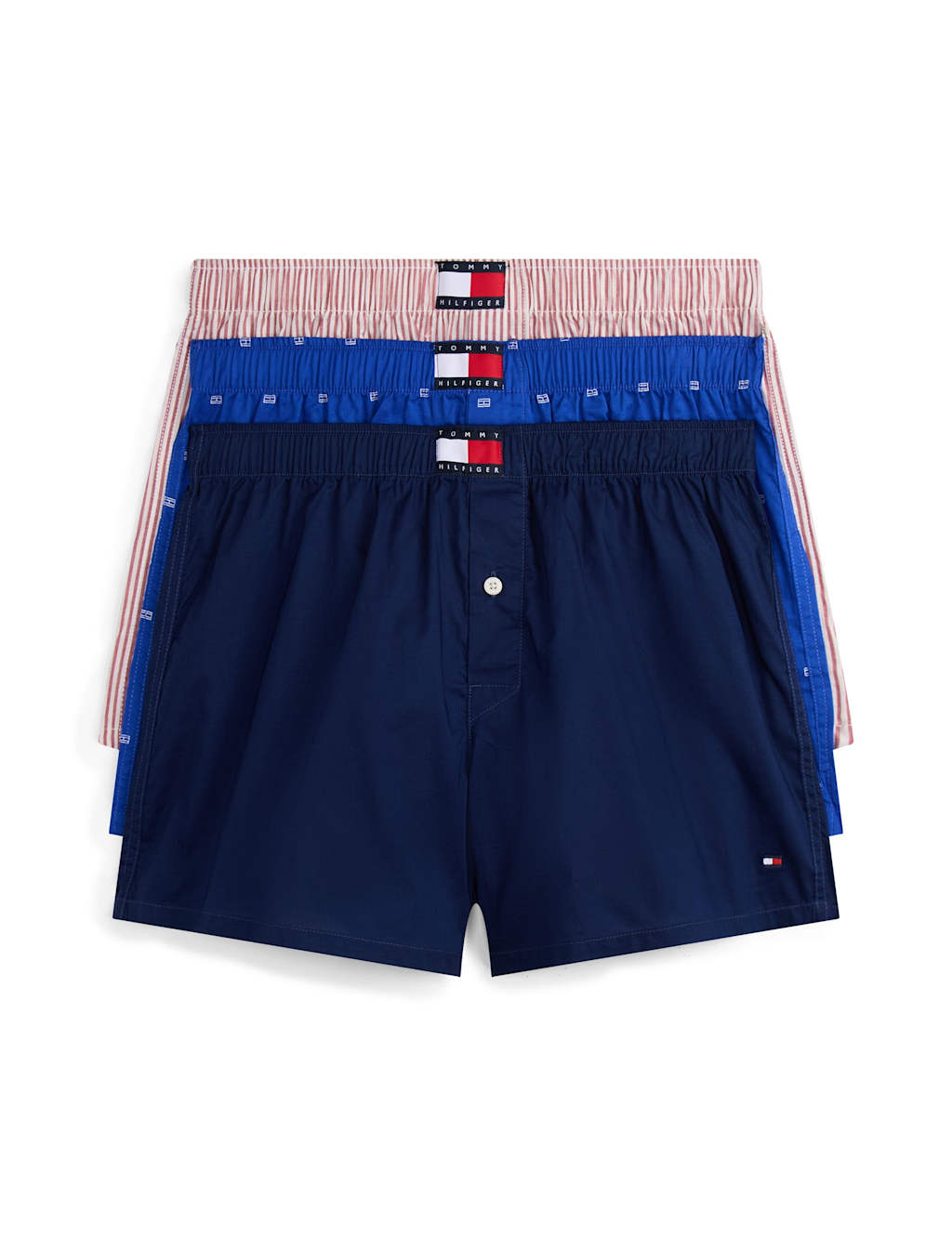 Tommy Hilfiger 3pk Pure Cotton Printed Woven Boxers Blue Mix