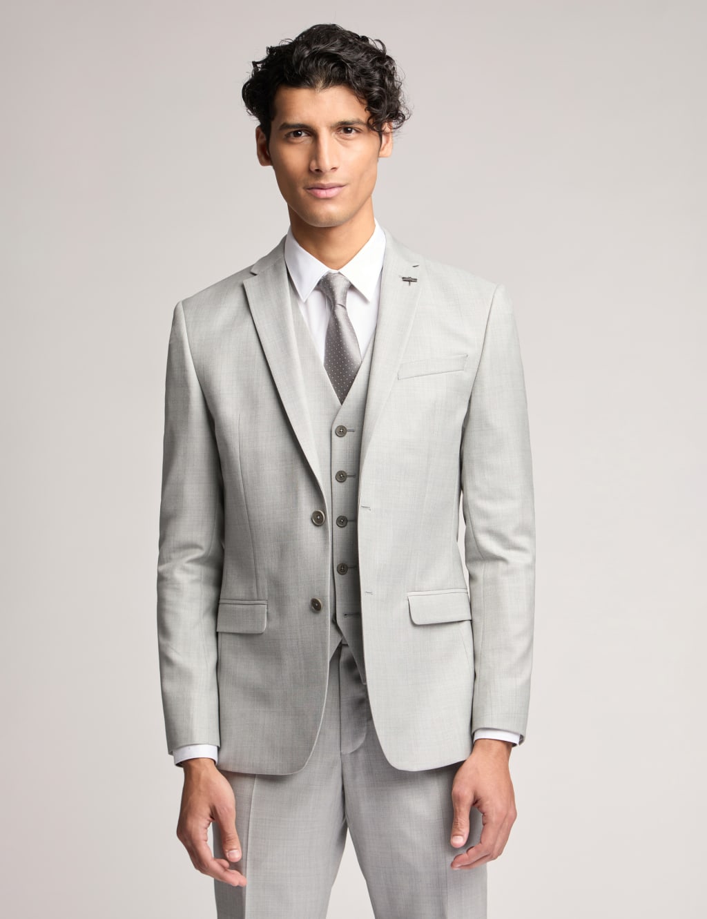 Slim Fit Wool Rich Sharkskin Suit Jacket