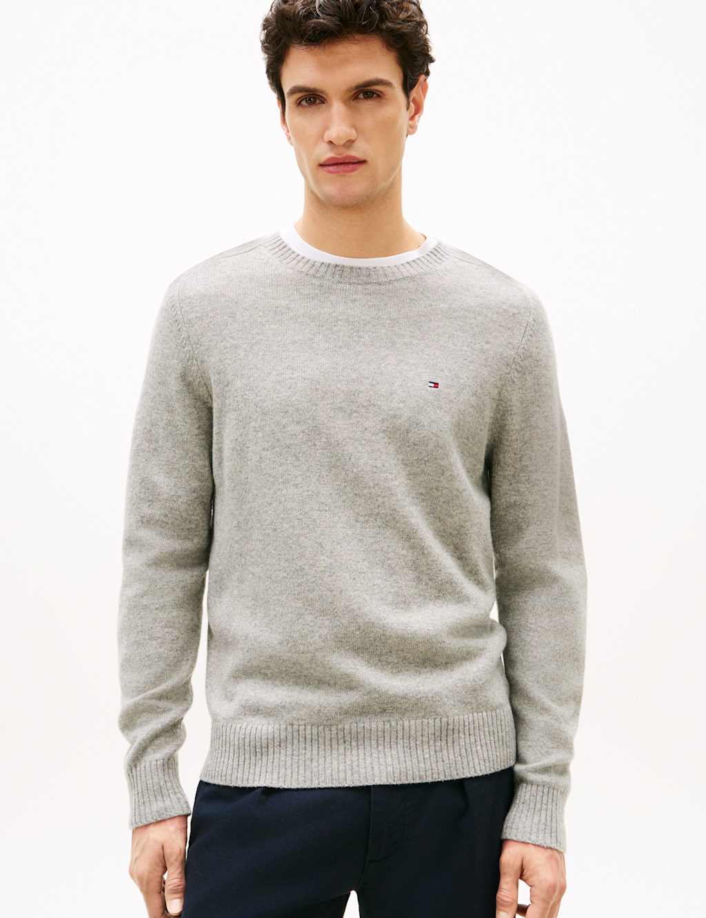 Tommy Hilfiger Men's Pure Lambswool Crew Neck Jumper - 3XL - Grey - Available at M&S