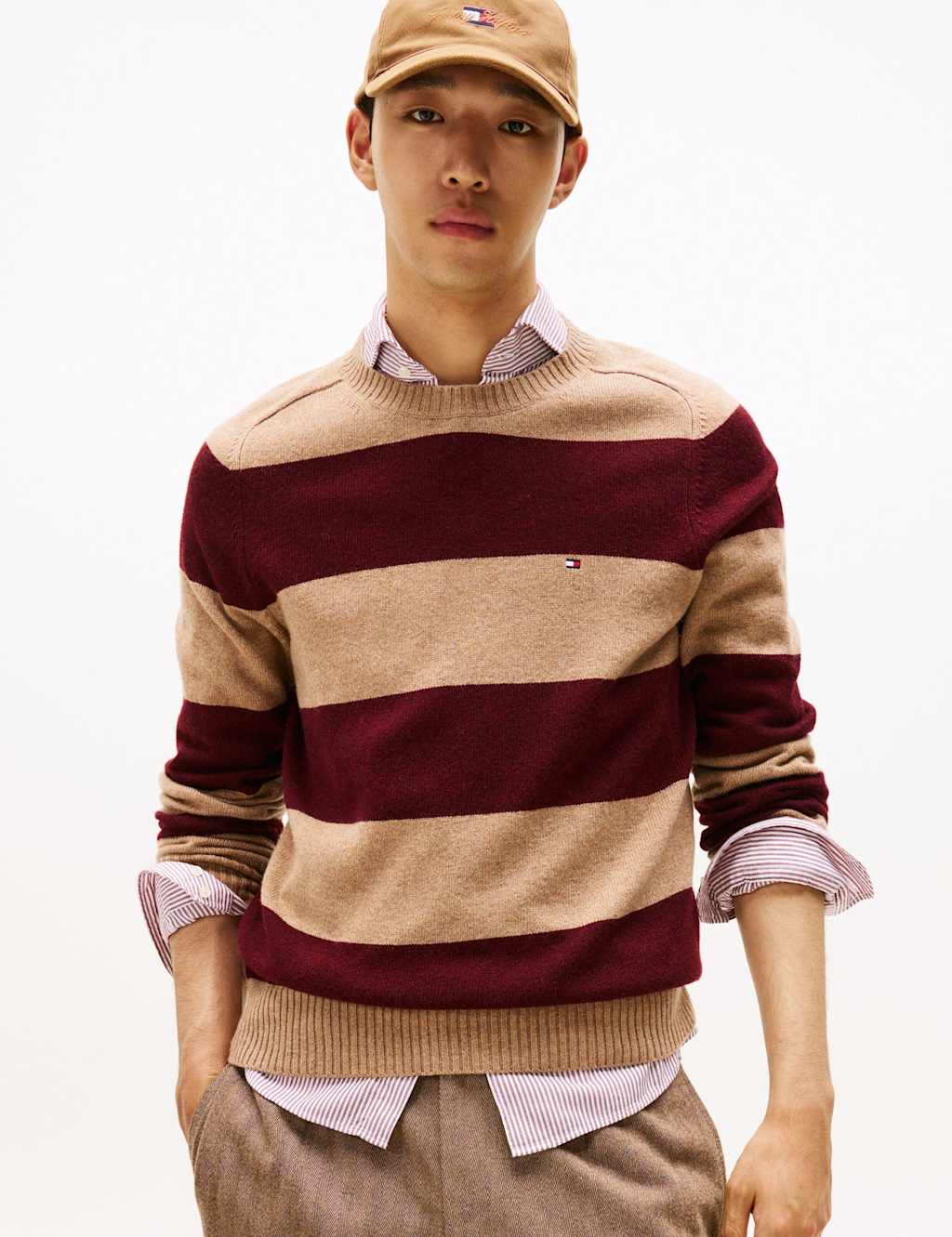 Tommy Hilfiger Pure Lambswool Crew Neck Jumper Burgundy