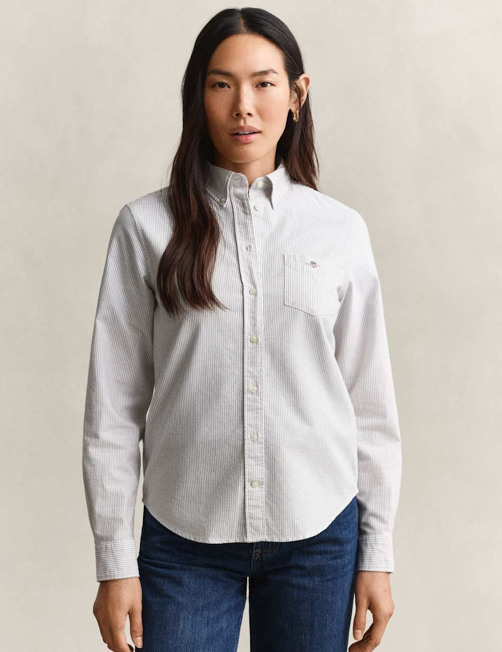 Gant Women's Pure Cotton Striped Oxford Shirt - 18 - Brown Mix - Available at M&S
