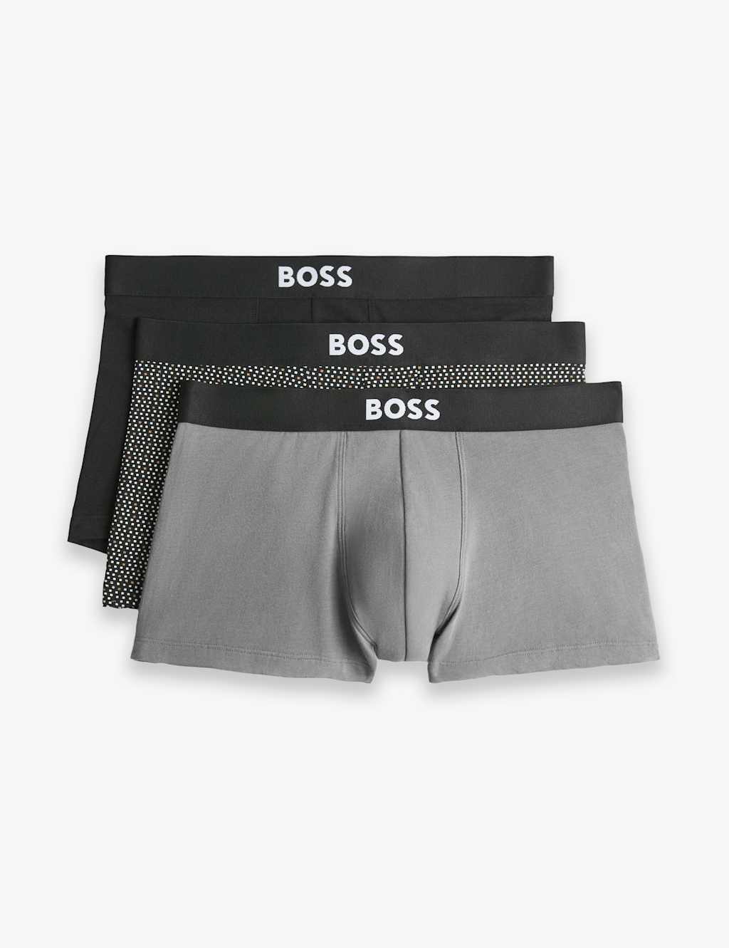 Boss Men's 3 Pack Cotton Rich Stretch Trunks - M - Black Mix - Available at M&S