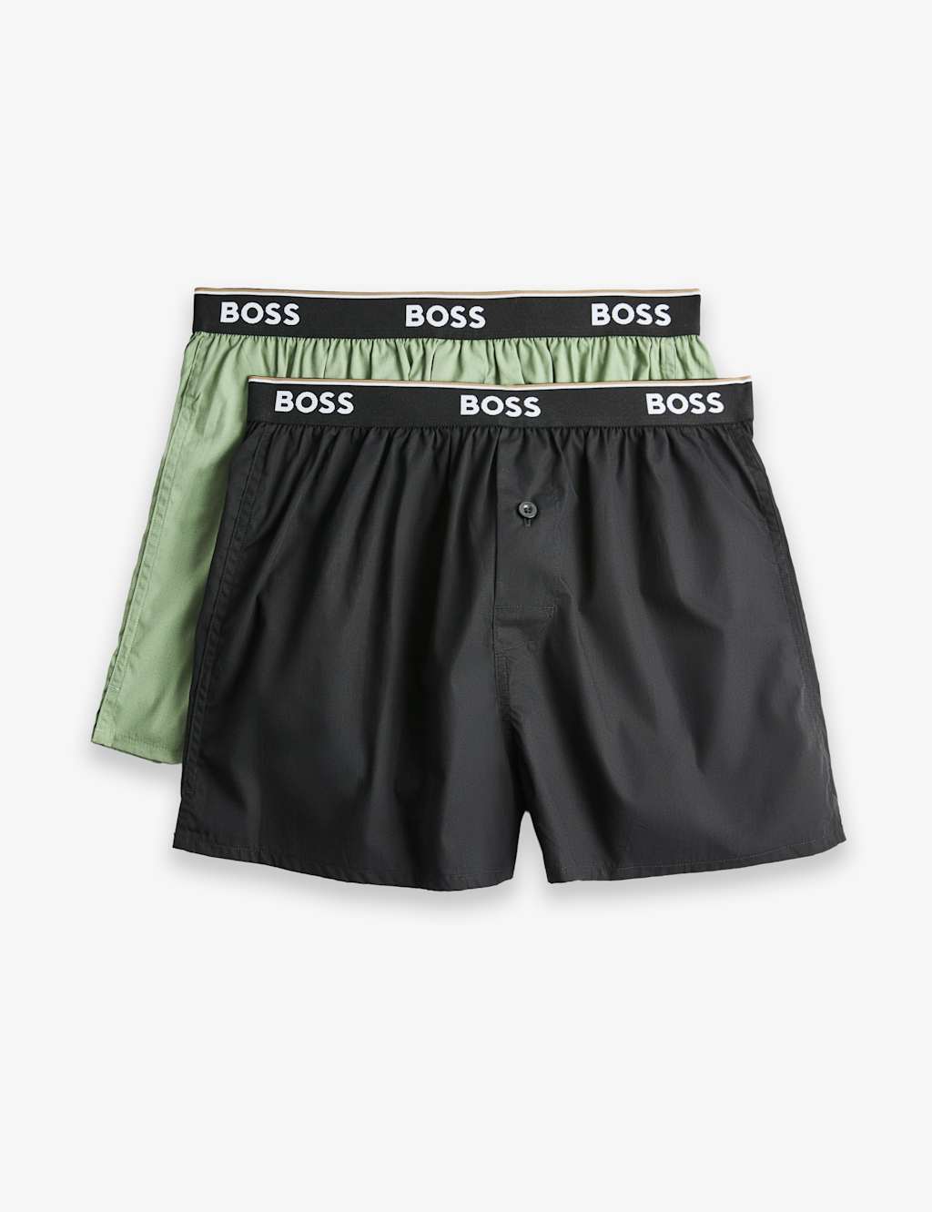 Boss Men's 2 Pack Pure Cotton Woven Boxers - M - Green Mix - Available at M&S