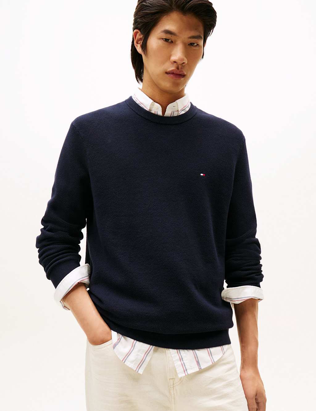 Tommy Hilfiger Essential Pure Cotton Crew Neck Jumper Navy