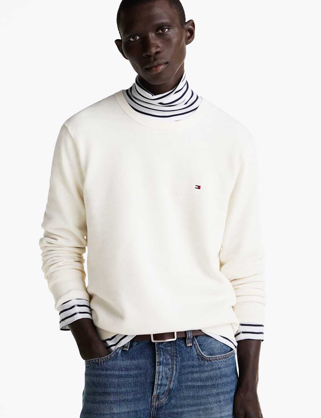 Tommy Hilfiger Essential Pure Cotton Crew Neck Jumper Ivory