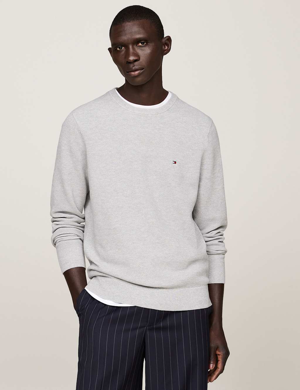 Tommy Hilfiger Essential Pure Cotton Crew Neck Jumper Grey