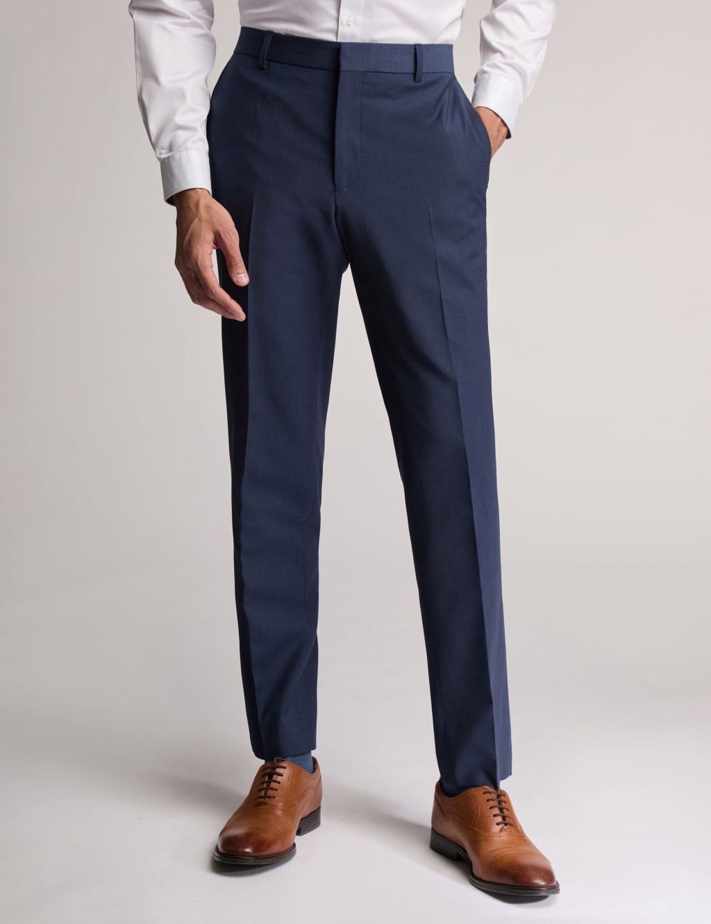Slim Fit Wool Rich Flat Front Trousers