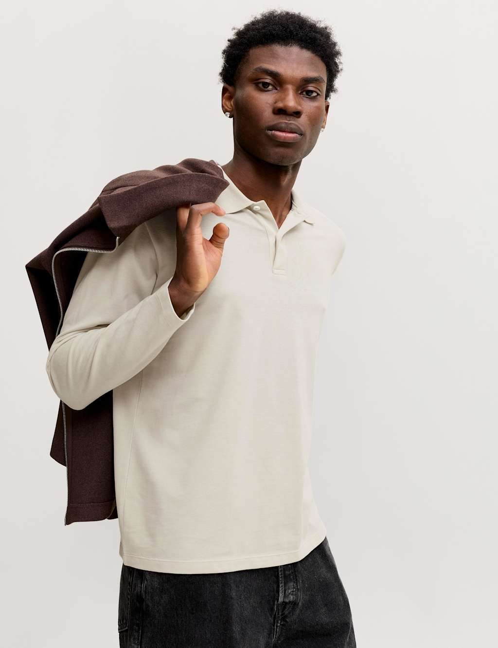 Jack & Jones Men's Cotton Rich Polo Shirt - M - Beige - Available at M&S