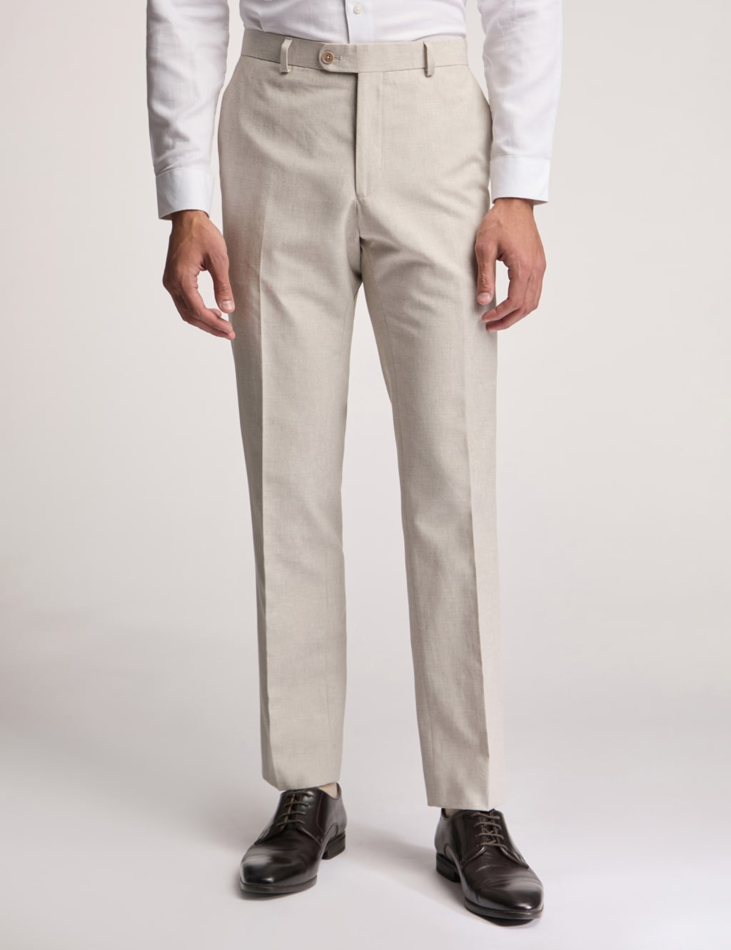 Ted Baker Men's Slim Fit Linen Blend Flat Front Trousers - 36REG - Stone, Stone