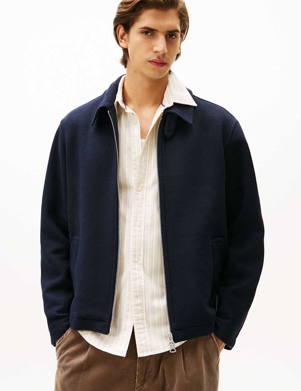 Tommy Hilfiger Ivy Wool Blend Harrington Jacket Navy