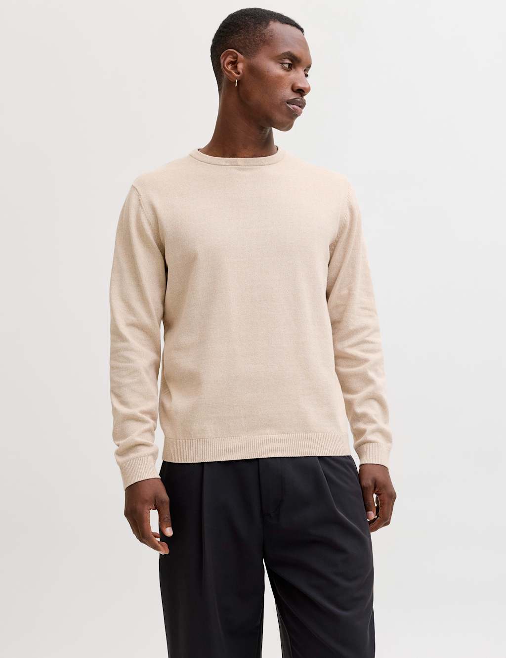 Jack & Jones Men's Pure Cotton Crew Neck Jumper - XL - Beige - Available at M&S