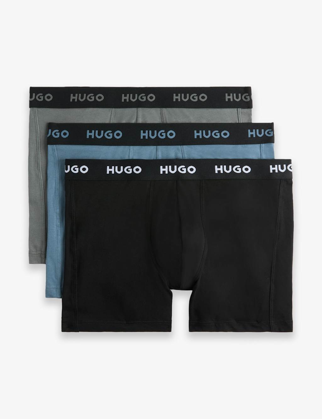 Hugo Men's 3 Pack Cotton Rich Logo Waistband Boxers - L - Blue Mix - Available at M&S