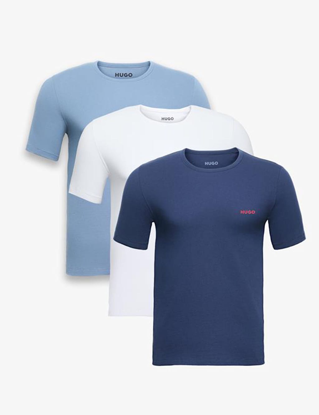 Hugo Men's 3pk Pure Cotton Crew Neck T-Shirts - S - Blue Mix - Available at M&S