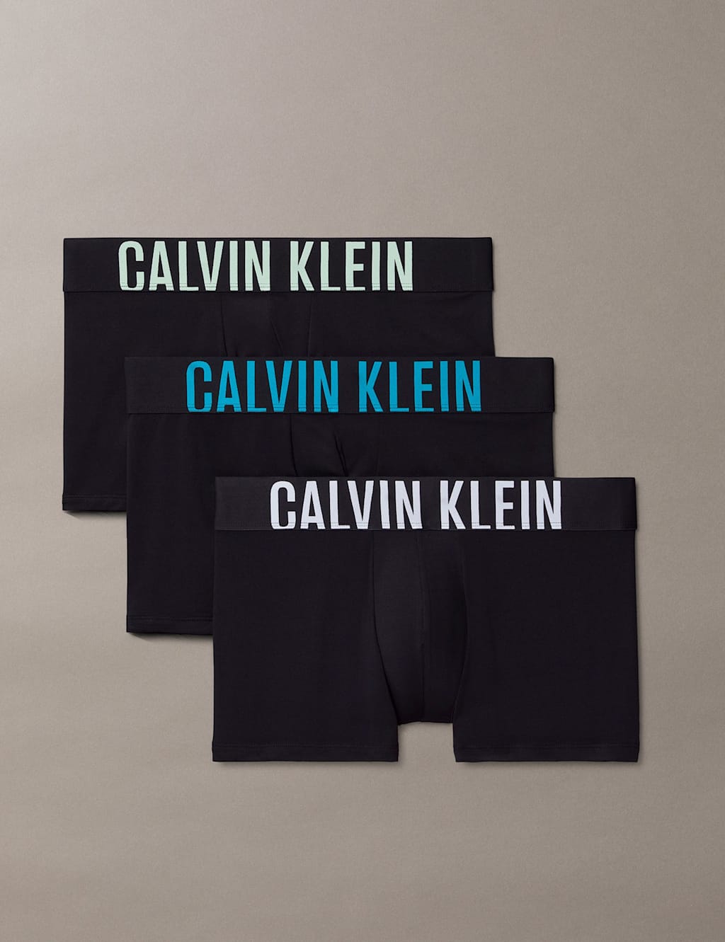 Calvin Klein Men's 3 Pack Intense Power Cotton Rich Trunks - M - Black Mix - Available at M&S