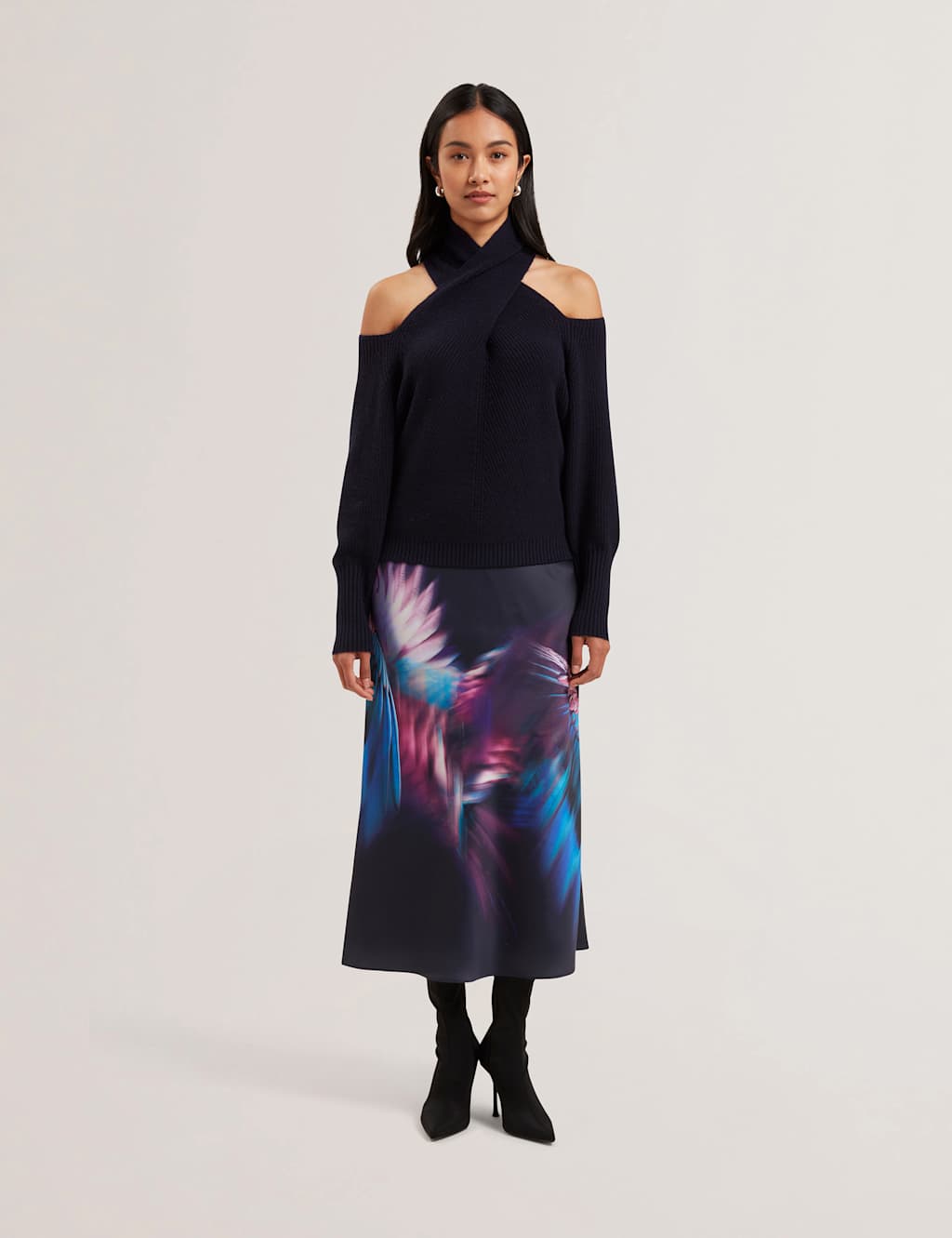 Printed Midi Slip Skirt