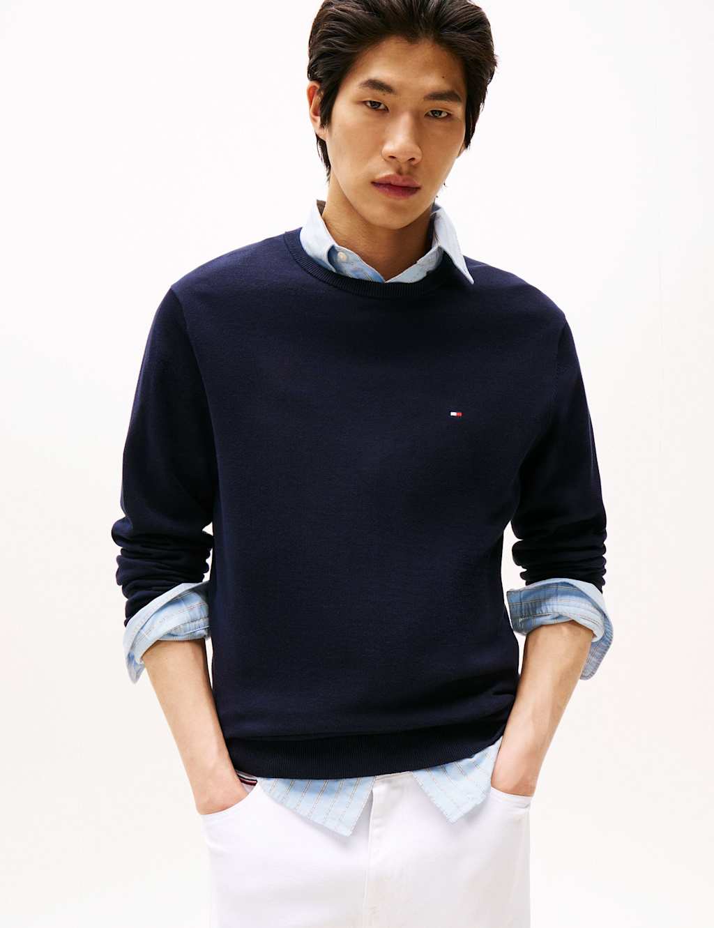 Tommy Hilfiger Pure Cotton Crew Neck Jumper Navy