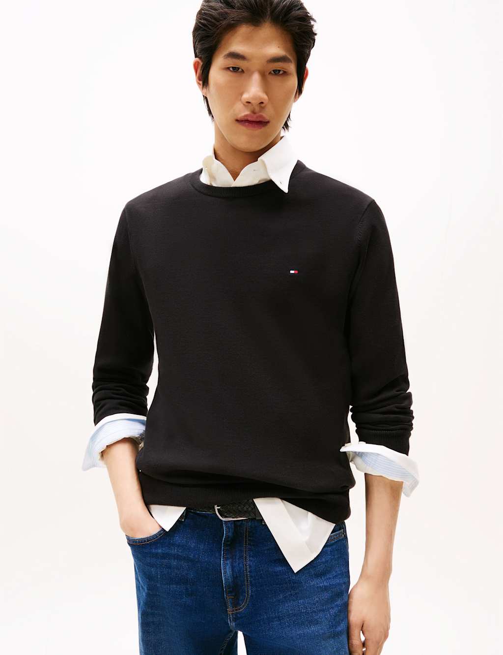 Tommy Hilfiger Pure Cotton Crew Neck Jumper Black