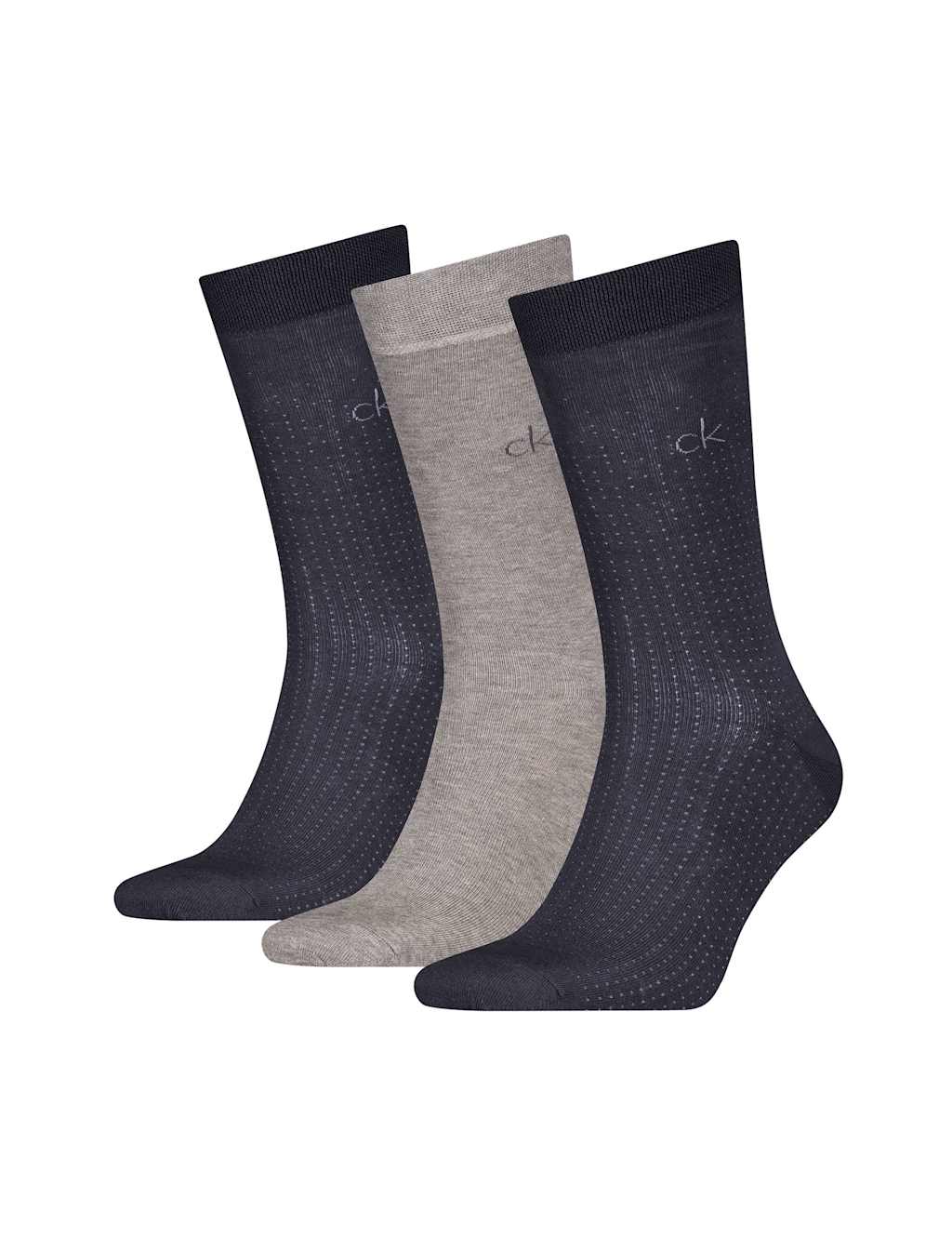 Calvin Klein 3pk Cotton Rich Smart Socks Grey
