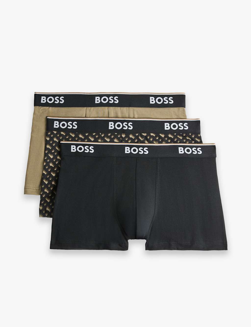 Boss Men's 3 Pack Cotton Rich Stretch Trunks - S - Black Mix - Available at M&S