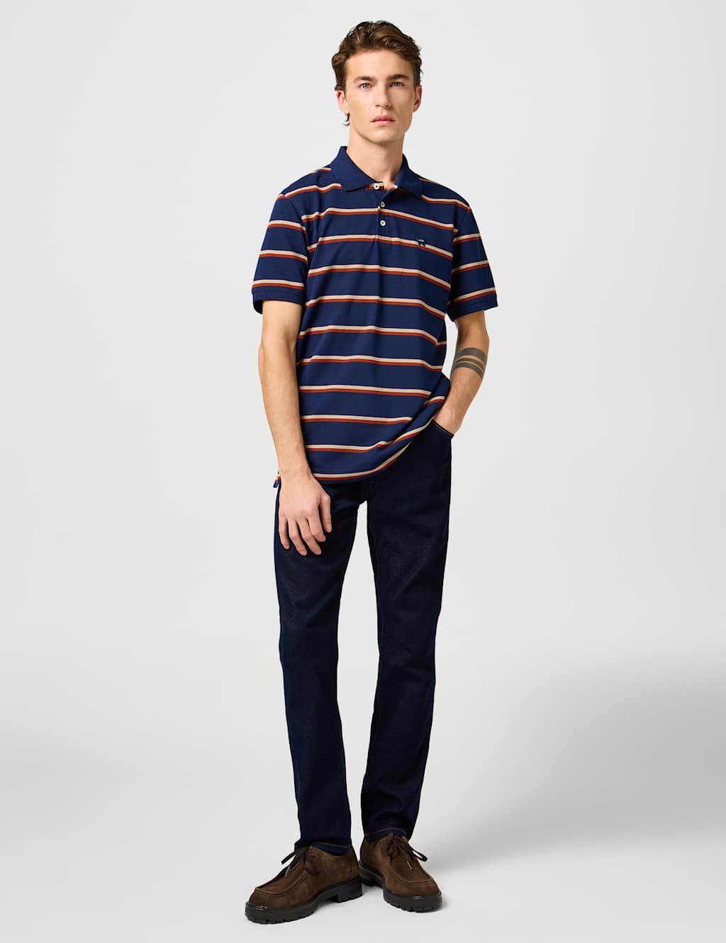 Pure Cotton Striped Polo Shirt