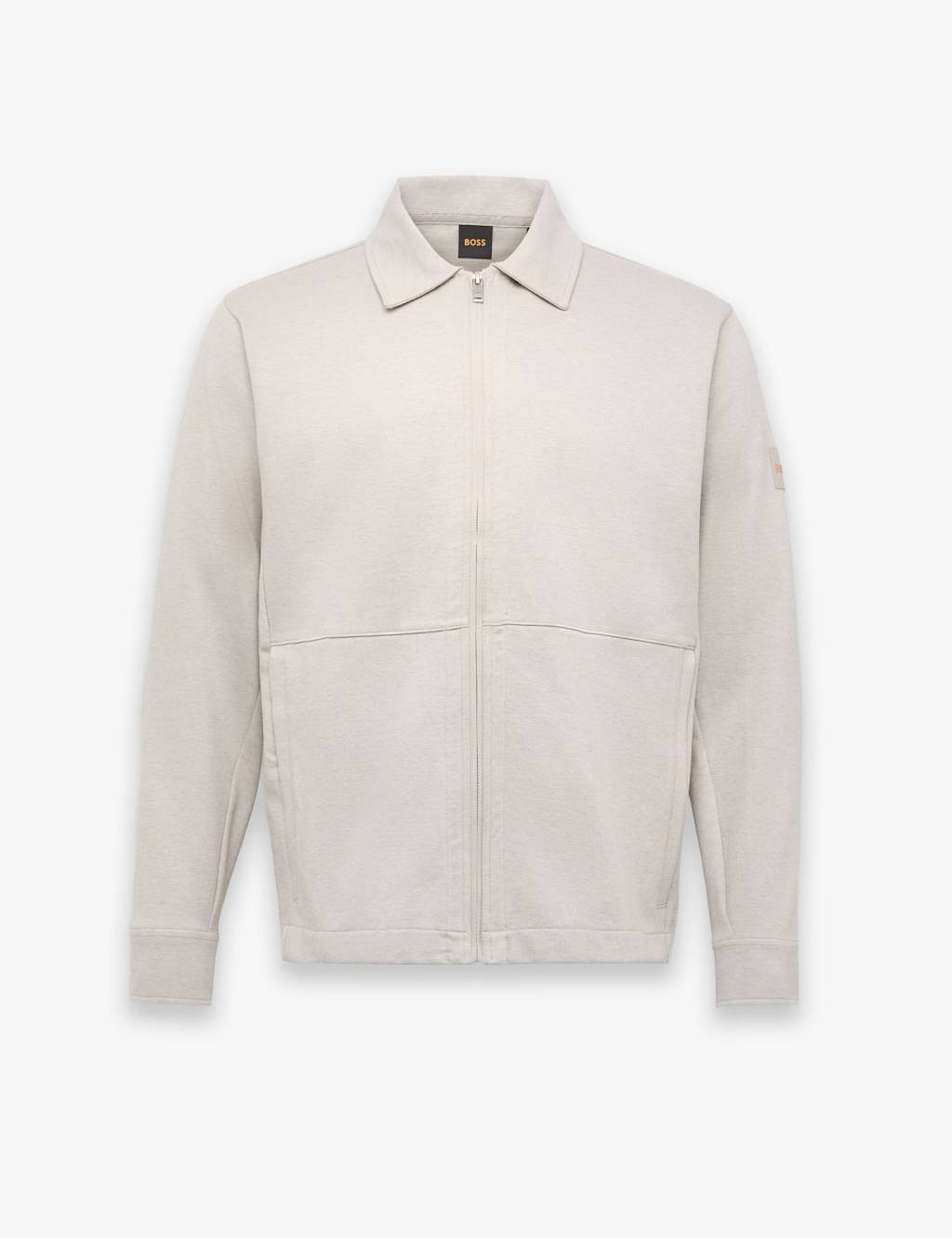 Boss Men's Cotton Rich Zip Up Overshirt - L - Beige - Available at M&S