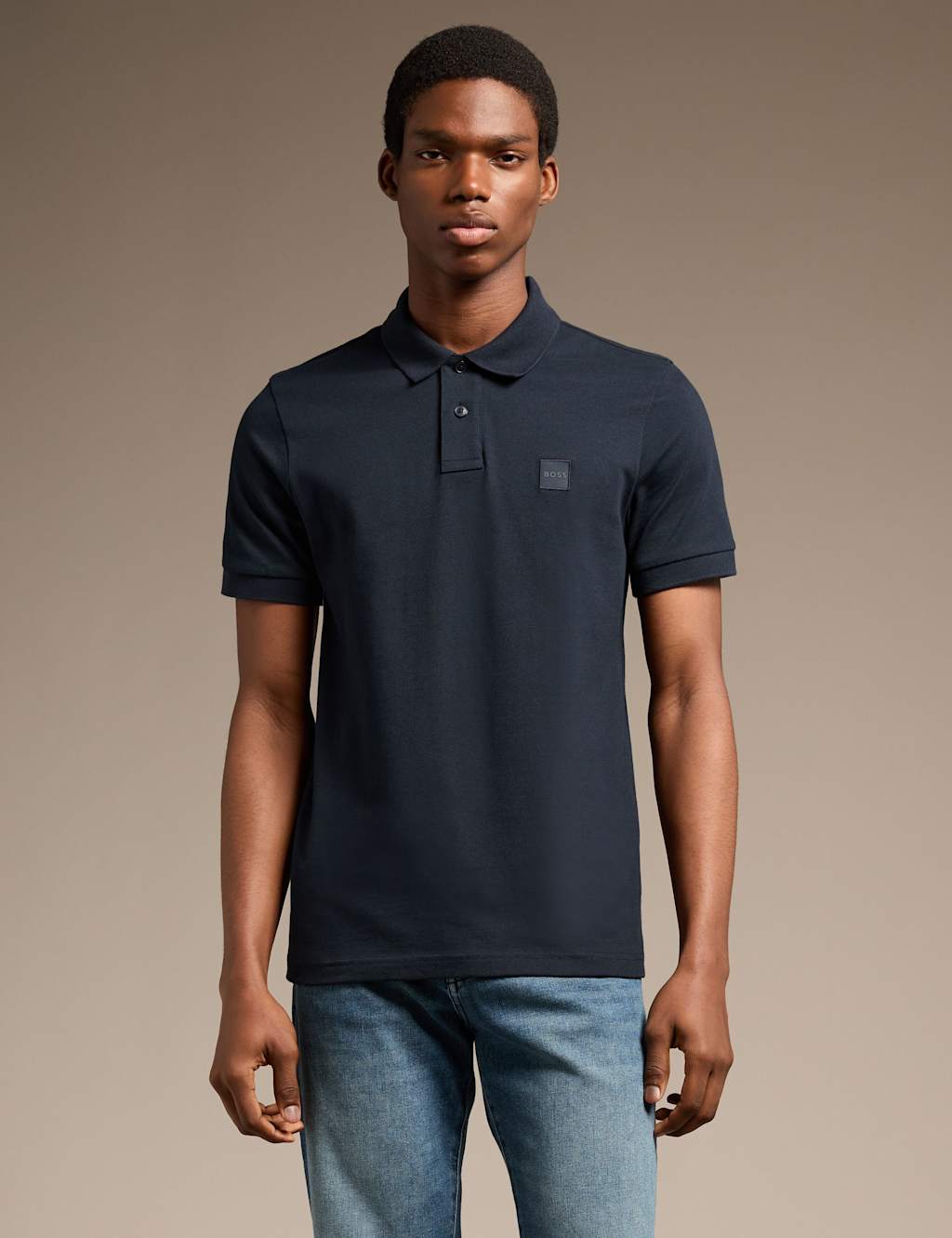 Boss Men's Cotton Rich Pique Polo Shirt - XL - Navy - Available at M&S