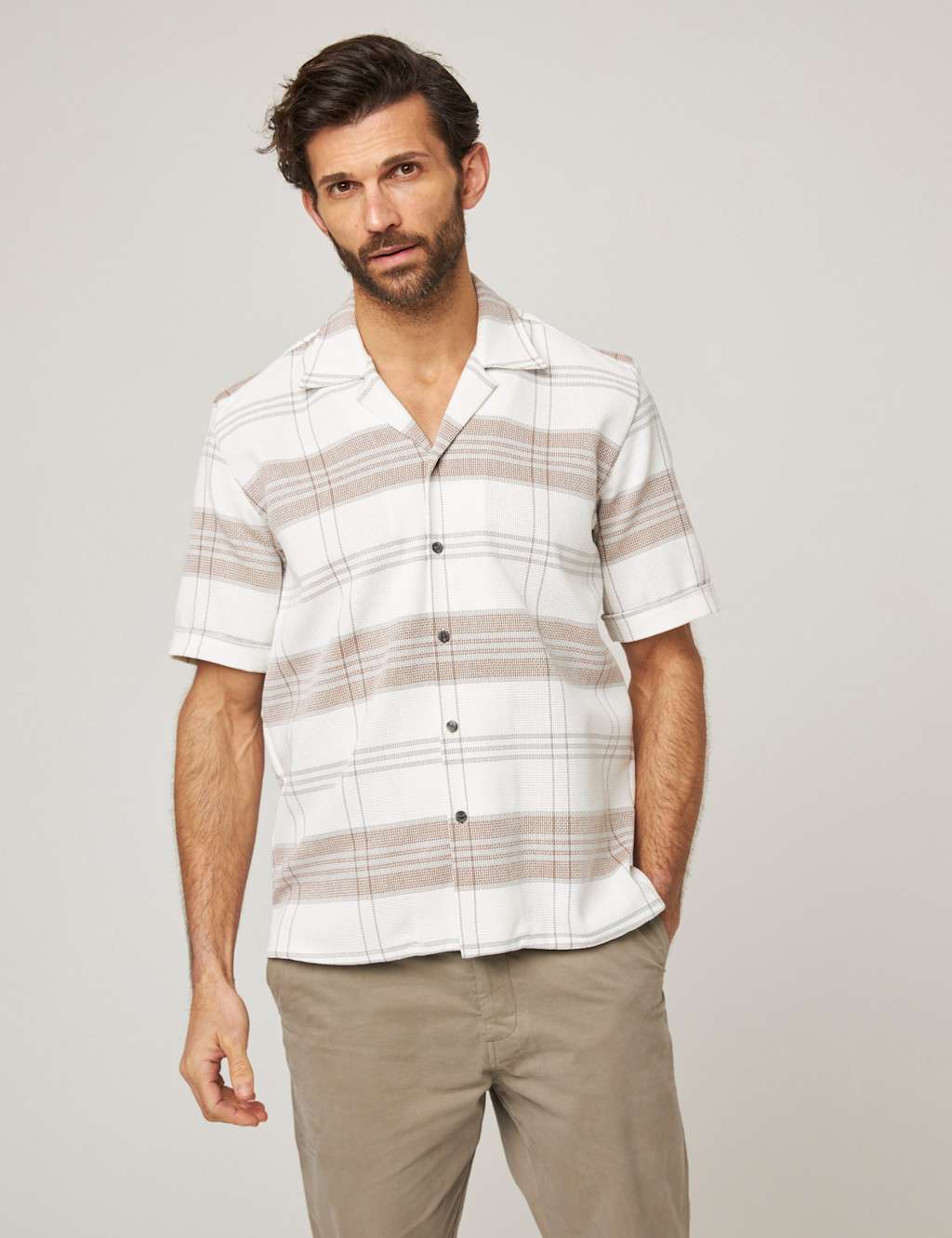 Pure Cotton Flannel Cuban Collar Shirt