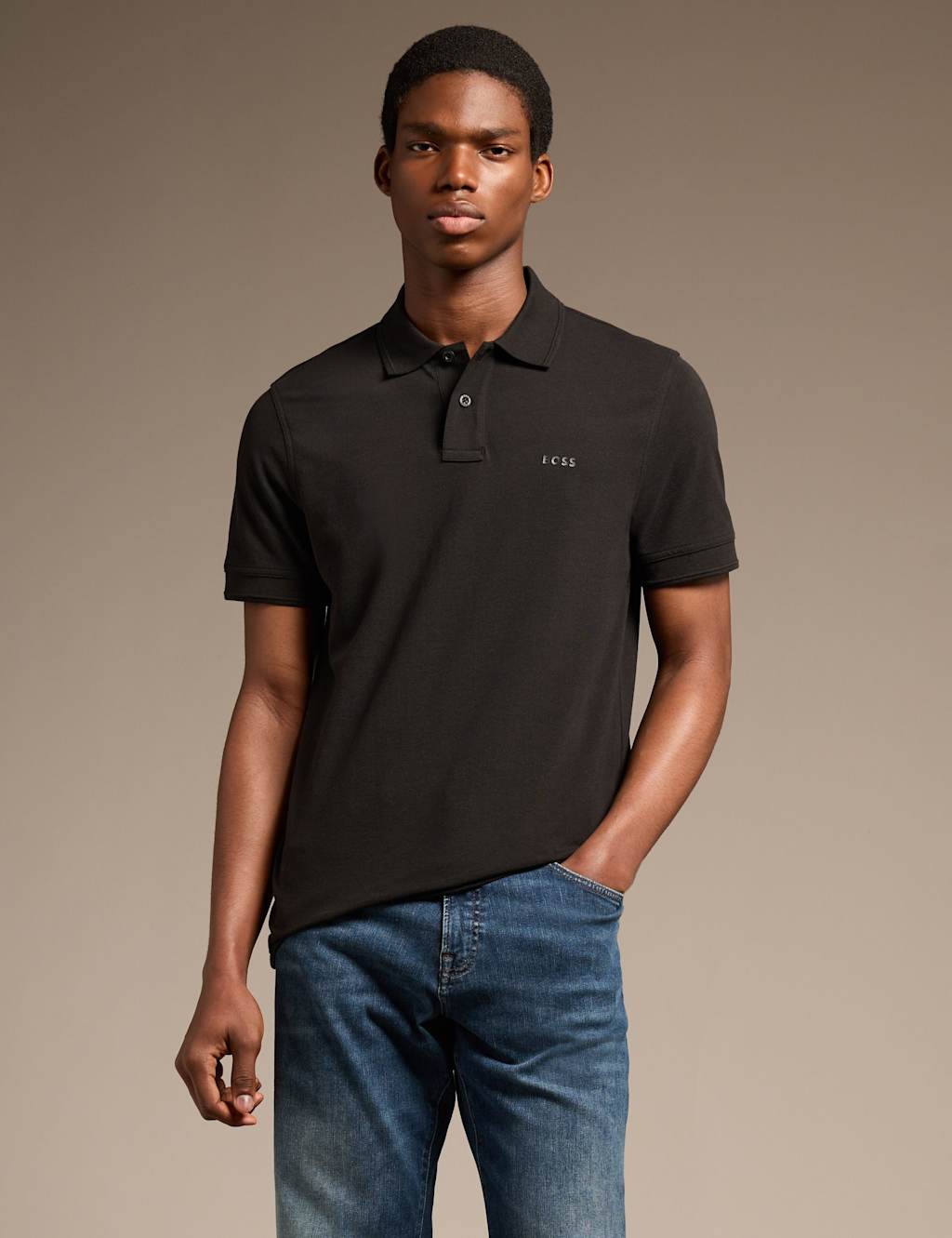 Boss Men's Pure Cotton Polo Shirt - M - Black - Available at M&S