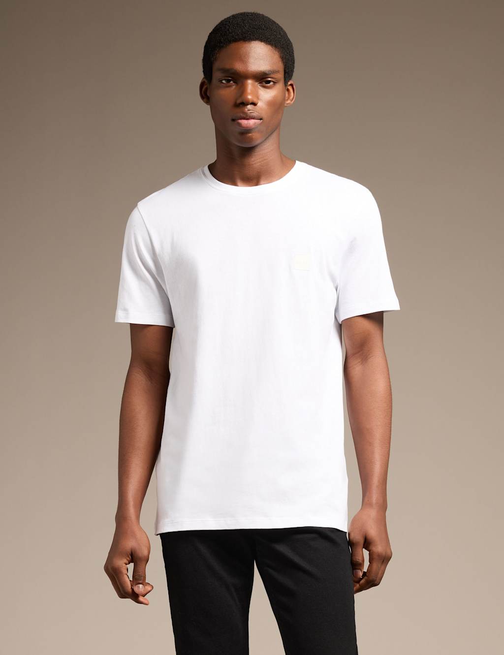 Boss Men's Pure Cotton Logo T-Shirt - S - White - Available at M&S