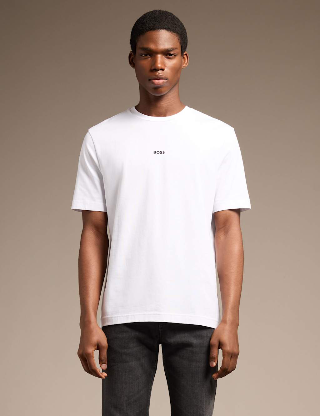 Boss Men's Cotton Rich Logo T-Shirt - L - White - Available at M&S