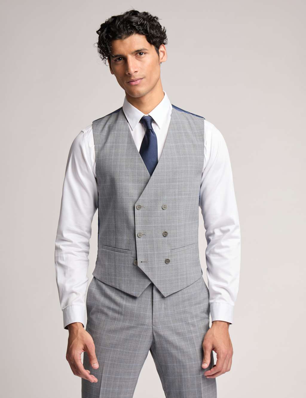 Slim Fit Wool Rich Check Waistcoat