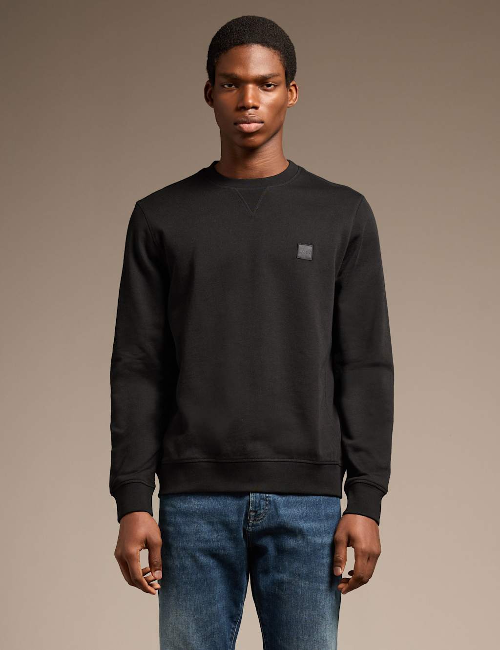Boss Men's Pure Cotton Logo Sweatshirt - L - Black - Available at M&S