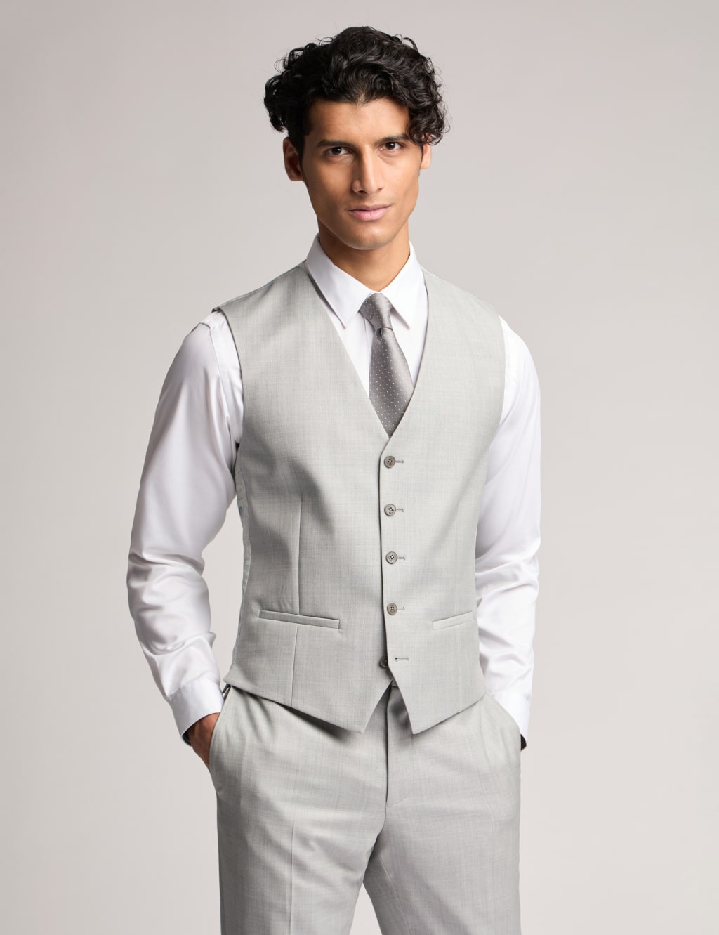 Wool Rich Slim Fit Textured Waistcoat