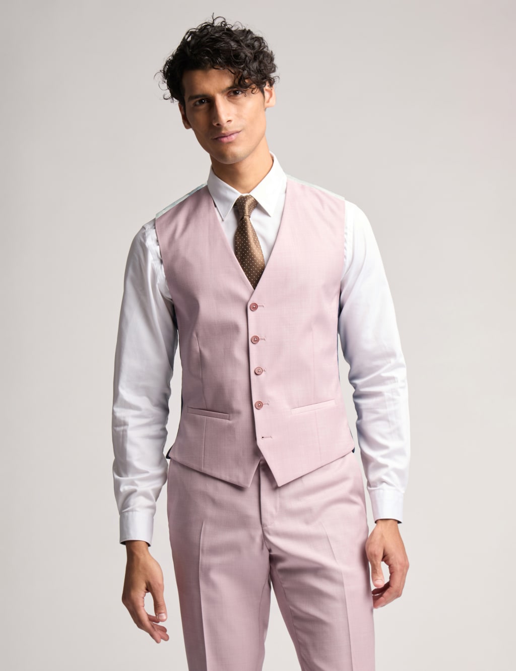 Slim Fit Wool Rich Textured Waistcoat