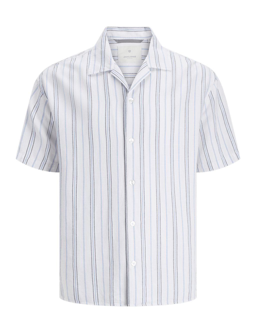 JACK & JONES Relaxed Fit Cotton Rich Striped Shirt White Mix
