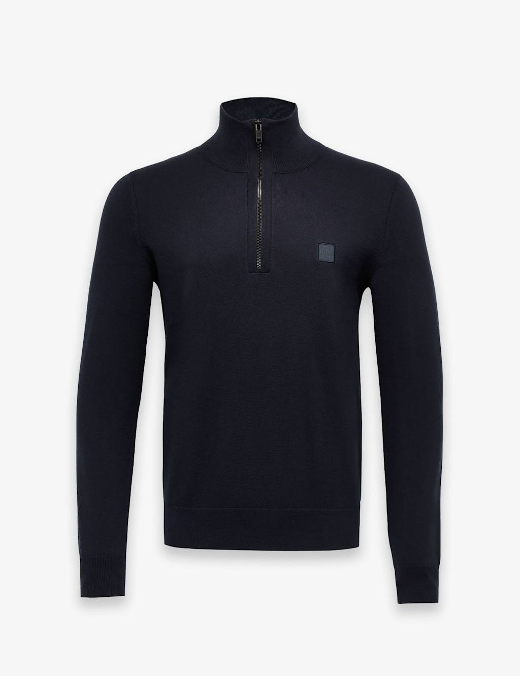 Boss Men's Cotton Rich Half Zip Jumper with Cashmere - L - Navy - Available at M&S