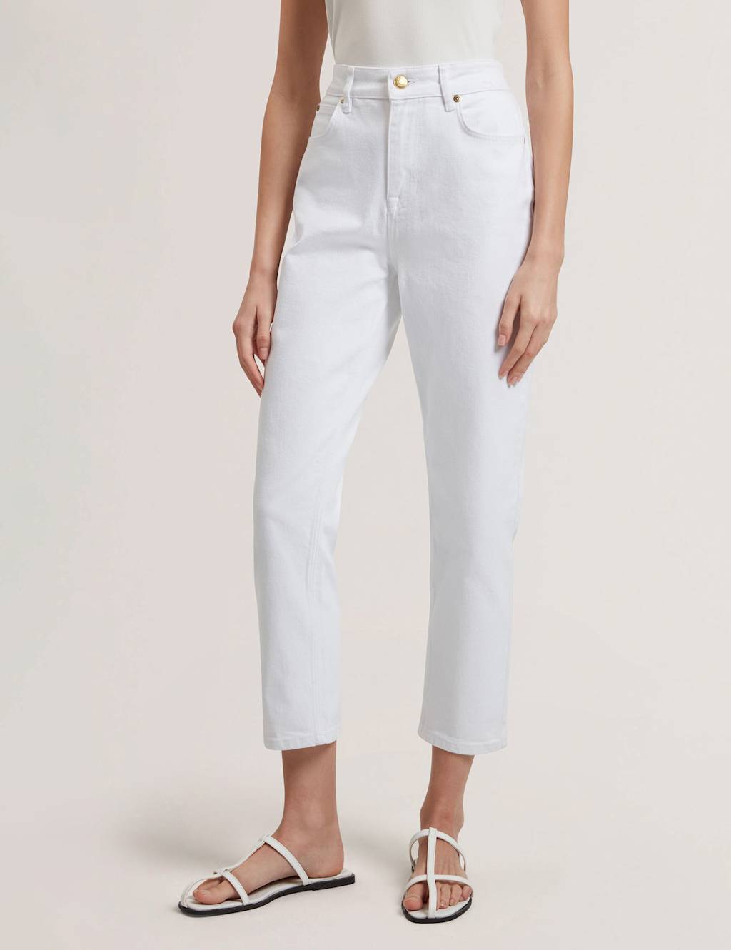 Ted Baker Mid Rise Straight Leg Cropped Jeans Ivory
