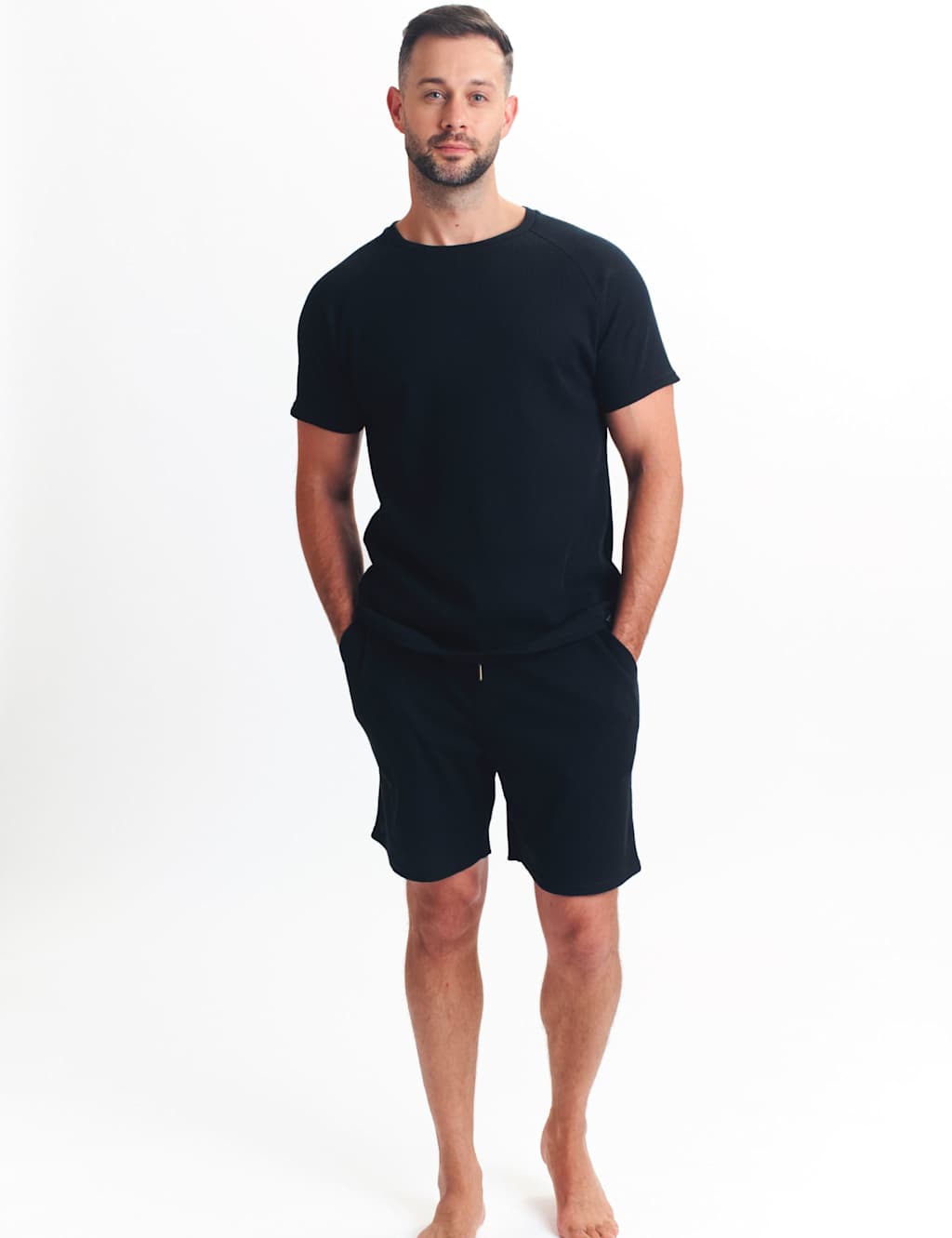 Ted Baker Cotton Blend Waffle Pyjama Set Black