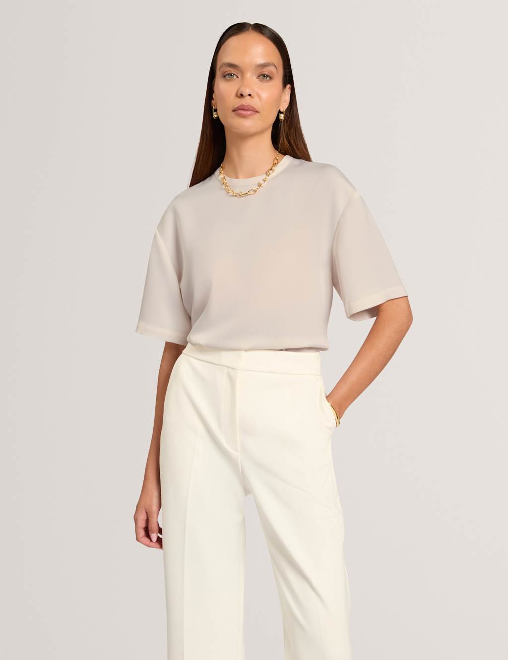 Ted Baker Women's Satin T-Shirt - 12 - Beige - Available at M&S