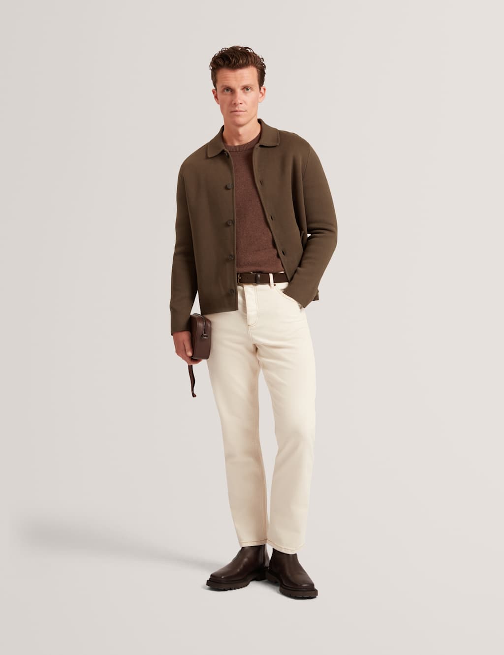 Ted Baker Men's Pure Cotton Knitted Overshirt - M - Khaki - Available at M&S