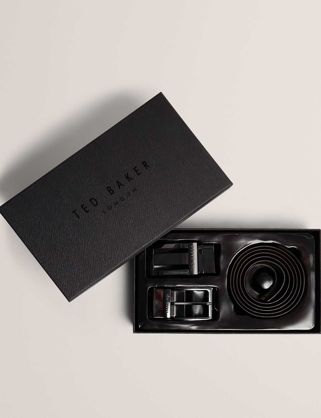 Ted Baker Rectangular Buckle Reversible Casual Belt Black