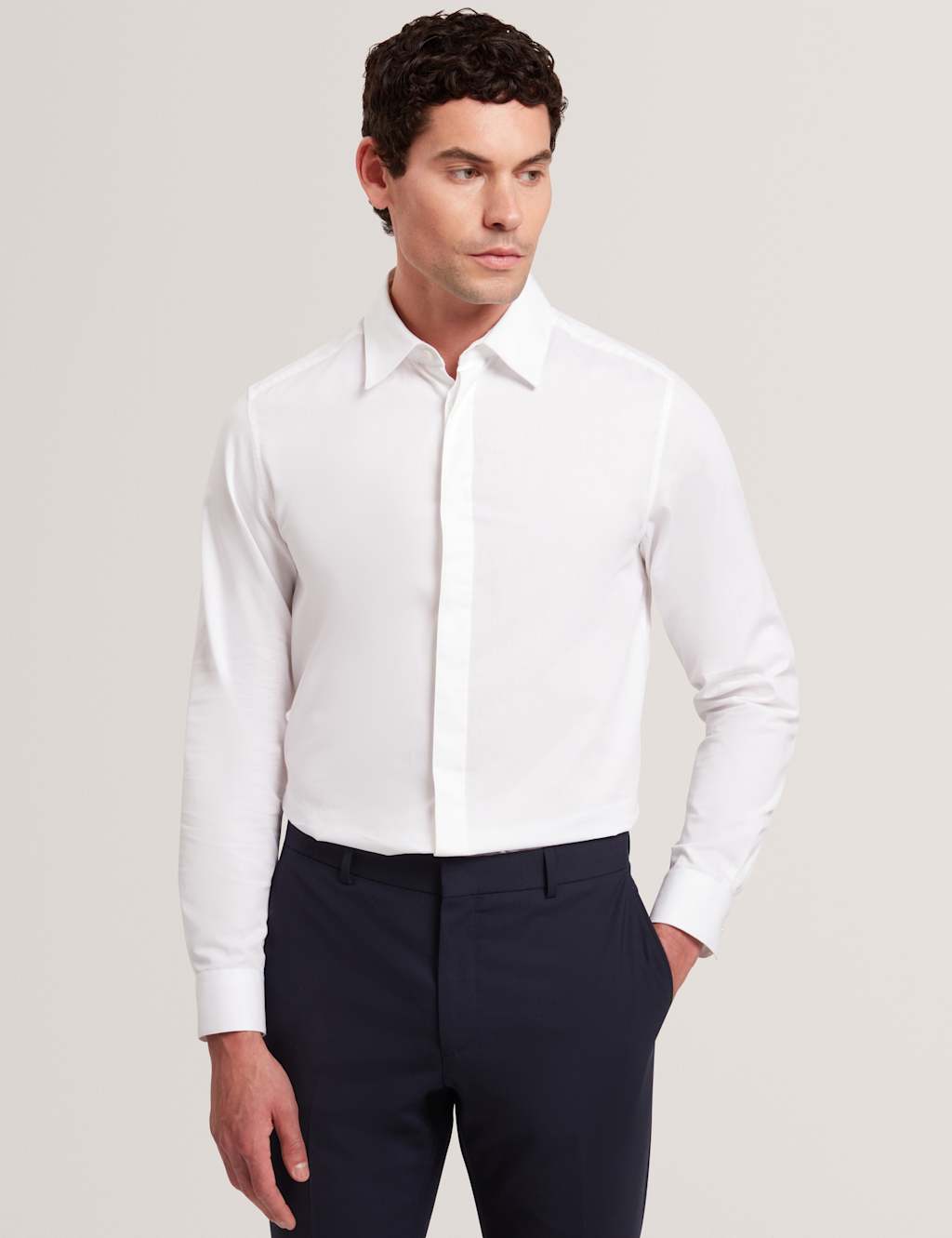 Ted Baker Regular Fit Pure Cotton Twill Dress Shirt White