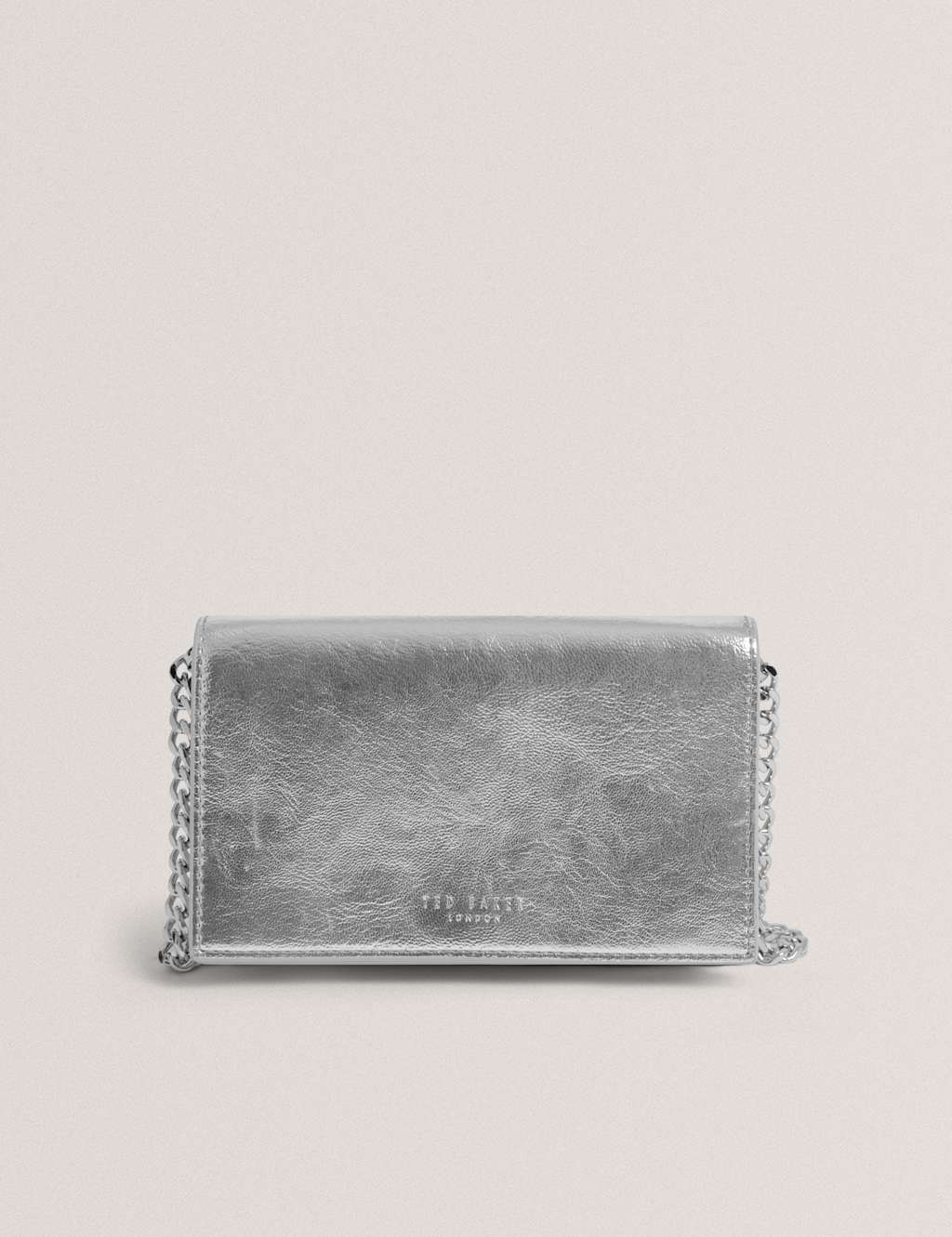 Ted Baker Patent Finish Cross Body Bag Silver