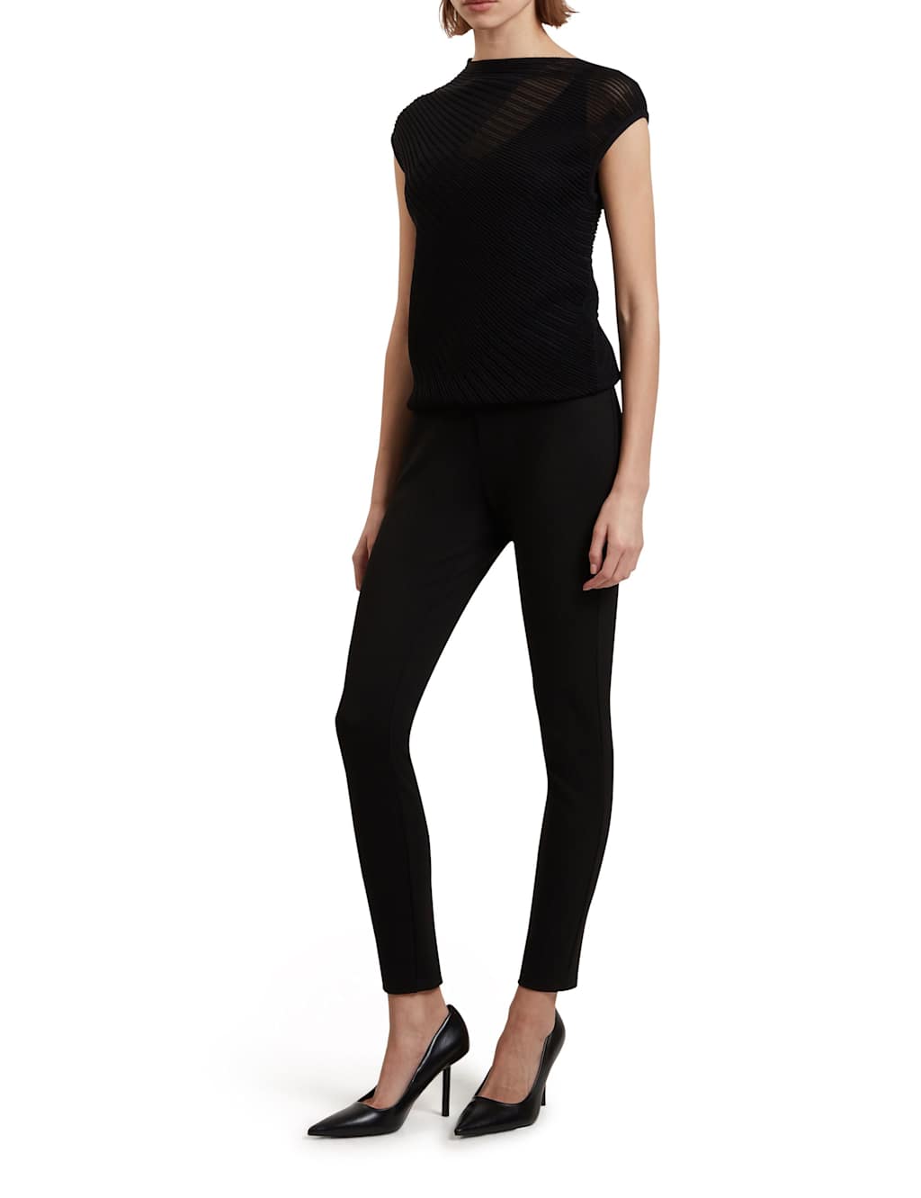 Ted Baker Jersey Fly Front Button Detail Leggings Black