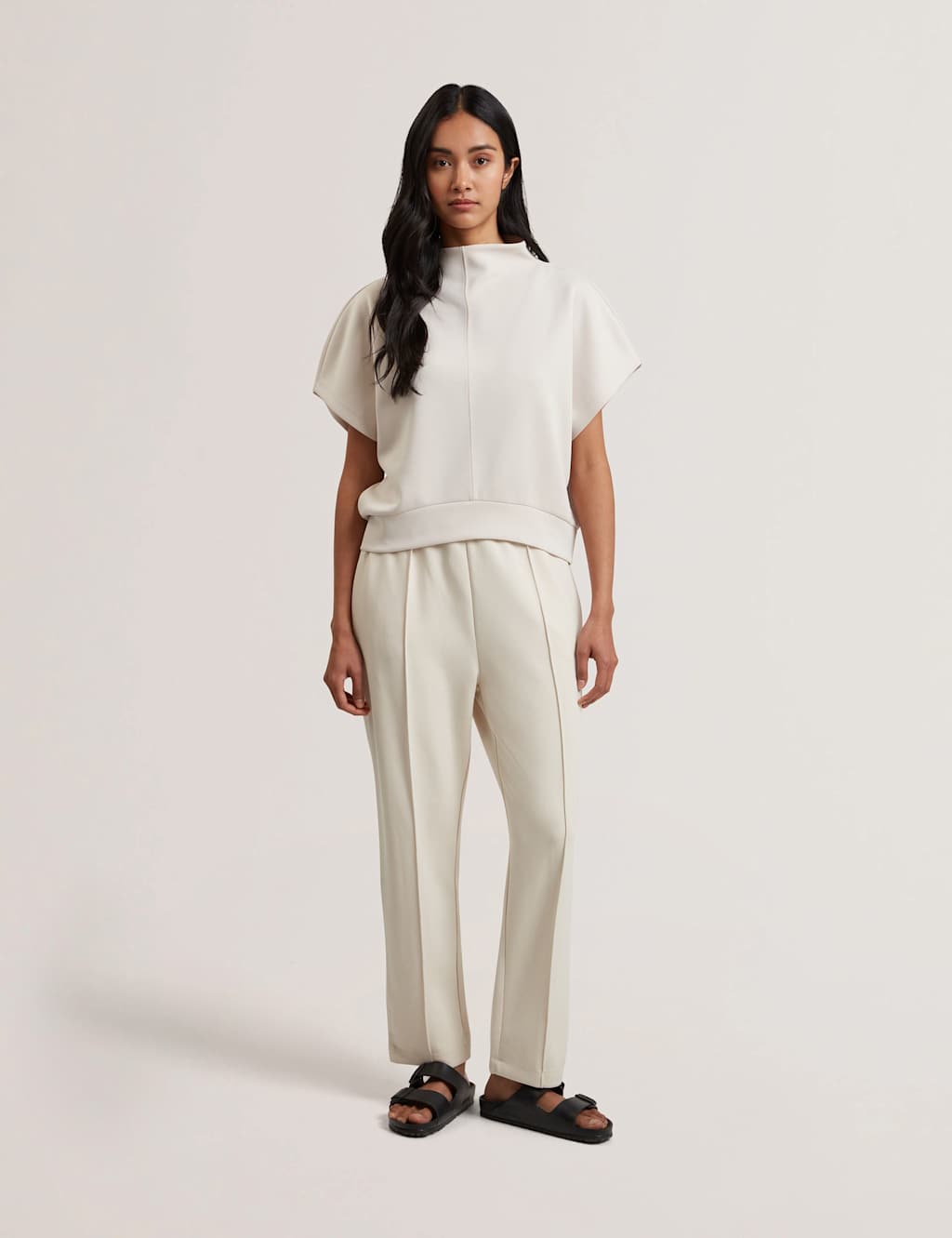 Ted Baker Cupro Blend Funnel Neck Sweatshirt Ivory