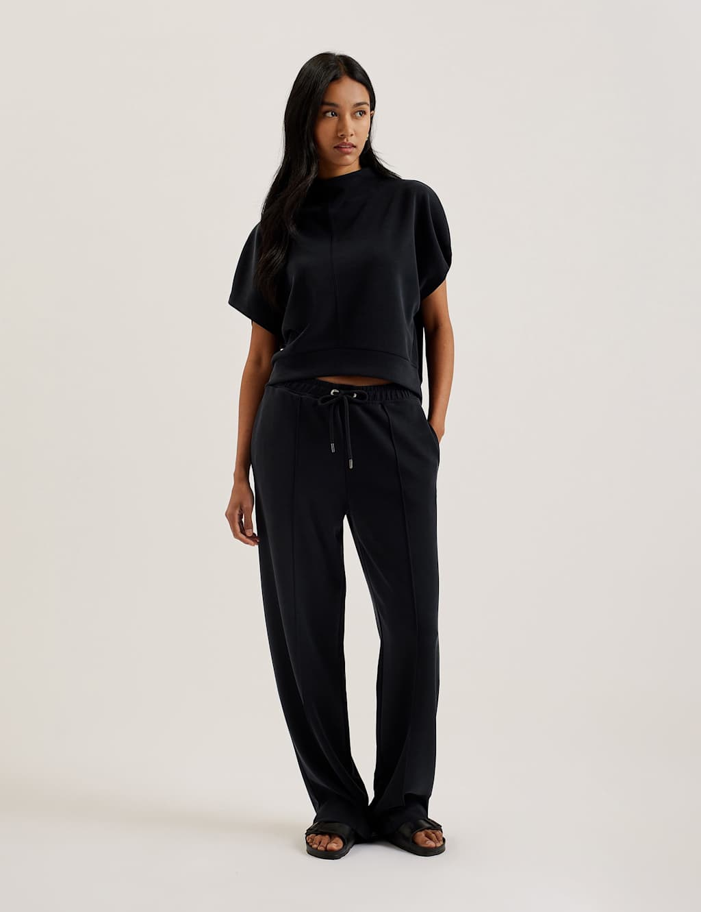 Cupro Blend Funnel Neck Sweatshirt