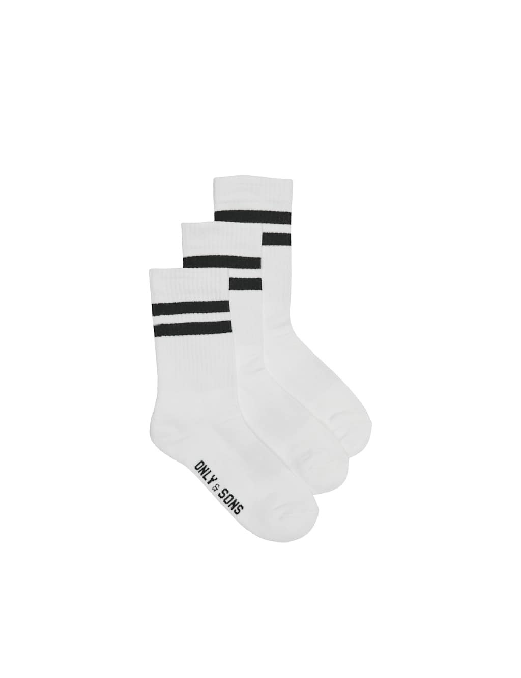 Only & Sons Men's 3 Pack Striped Cotton Rich Socks - 9-11 - White Mix - Available at M&S