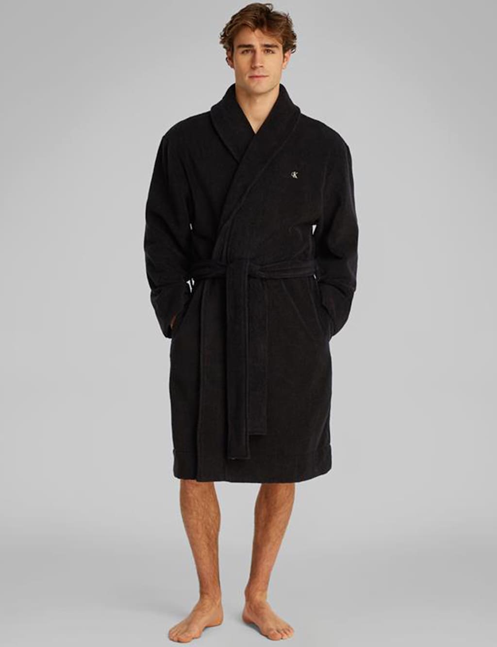 Calvin Klein Pure Cotton Dressing Gown Black
