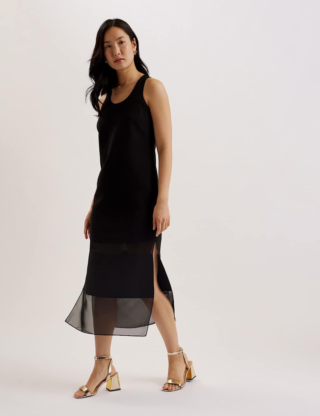 Ted Baker Round Neck Midi Column Dress Black